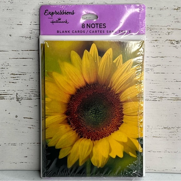 4/$14 8pk Hallmark Expressions Sunflower Note Cards Blank Inside NEW SEALED - Picture 1 of 5